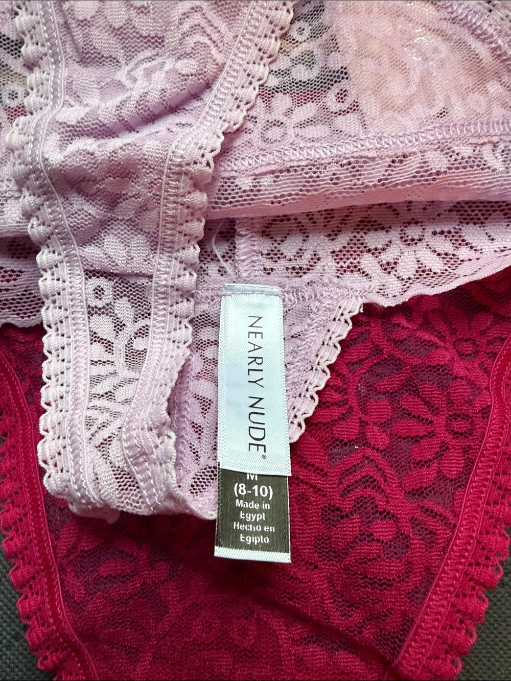 Nearly Nude Lace Thong Set in Lavender, Pink, Olive, Blue and Black - Picture 4 of 5